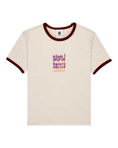 element, Second Nature Ringer W - Camiseta de manga corta para mujer, OAT MILK (teg0) Second Nature Ringer W - Short Sleeve T-Shirt for Women  ELJZT00140