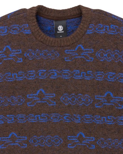 element, Shoreton Cr - Rundhalspullover für Männer, 4 WHEELS FOR UNITY BROWN BLUE (ctf7) Shoreton Cr - Crew Neck Jumper for Men  ELYSW00122