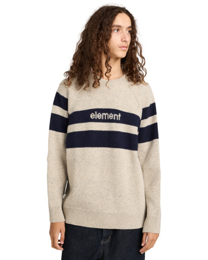 element, 2000S Rib Cr - Pull à col rond pour Homme, OAT MILK (teg0) 2000S Rib Cr - Crew Neck Jumper for Men  ELYSW00128