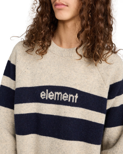 element, 2000S Rib Cr - Pull à col rond pour Homme, OAT MILK (teg0) 2000S Rib Cr - Crew Neck Jumper for Men  ELYSW00128