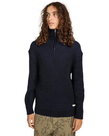 element, 2Tone Rib Quarter Zip - Sweat à fermeture zippée pour Homme, ECLIPSE NAVY (ecn) 2Tone Rib Quarter Zip - Quarter Zip Sweater for Men  ELYSW00131