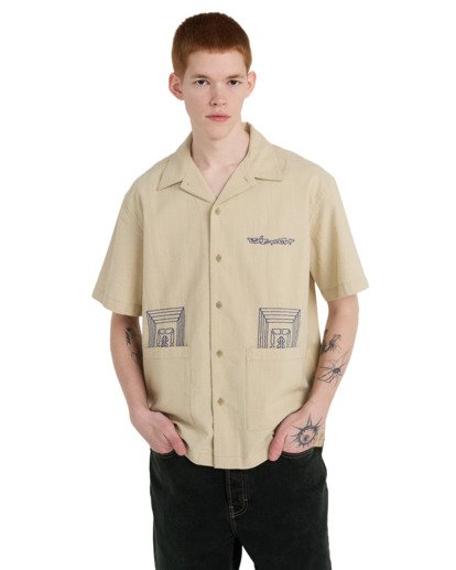 Seersucker Embroidery - Short Sleeve Shirt for Men  ELYWT00199