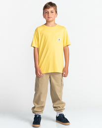 3 Basic Label - T-shirt manches courtes pour Garçon 8-16 ans Jaune C2SSD1ELP2 Element