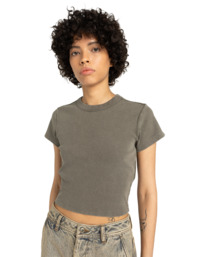 2 Icon Crop W - Short Sleeve T-Shirt for Women Brown ELJKT00121 Element