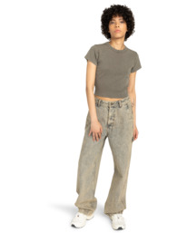 3 Icon Crop W - Short Sleeve T-Shirt for Women Brown ELJKT00121 Element