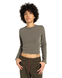 0 Icon Crop W - T-shirt manches longues pour Femme Marron ELJKT00122 Element