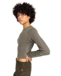 1 Icon Crop W - T-shirt manches longues pour Femme Marron ELJKT00122 Element