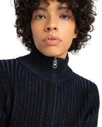 2 2Tone Rib Zip Cardigan W - Casaco de malha com fecho para mulher Azul ELJSW00112 Element