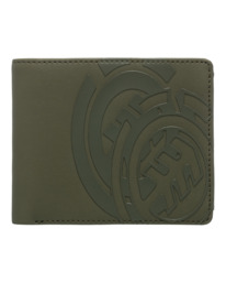 0 Double Icon - Stabile große dreifach faltbare Geldbörse für Männer Grün ELYAA00219 Element