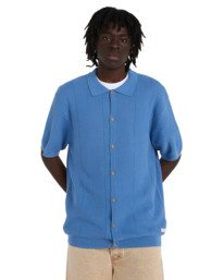 2 Stripe Textured - Polo pour Homme Bleu ELYSW00137 Element