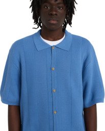 4 Stripe Textured - Polo pour Homme Bleu ELYSW00137 Element