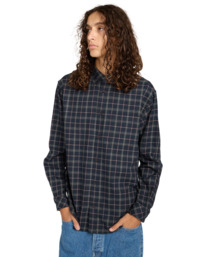 2 Button Down Regular Flannel - Long Sleeve Shirt for Men Blue ELYWT00183 Element