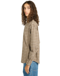 3 Button Down Regular Flannel - Long Sleeve Shirt for Men Beige ELYWT00183 Element
