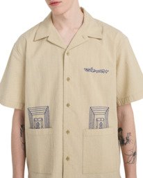 4 Seersucker Embroidery - Chemise manches courtes pour Homme Beige ELYWT00199 Element