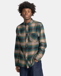2 Lumber - Long Sleeve Flannel Shirt for Men Green F1SHC8ELF2 Element