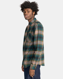 3 Lumber - Long Sleeve Flannel Shirt for Men Green F1SHC8ELF2 Element