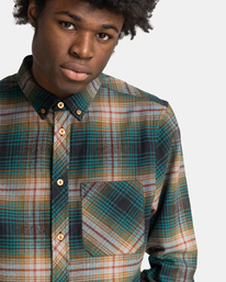 4 Lumber - Long Sleeve Flannel Shirt for Men Green F1SHC8ELF2 Element