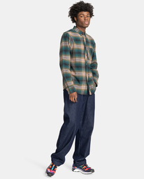 6 Lumber - Long Sleeve Flannel Shirt for Men Green F1SHC8ELF2 Element