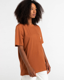 5 Basic Label - T-shirt manches courtes Marron Z1SSI1ELF1 Element
