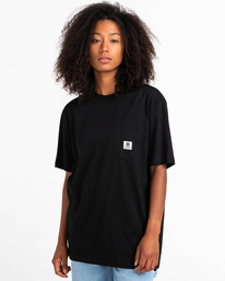 5 Basic Label - T-shirt manches courtes Noir Z1SSI1ELF1 Element