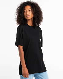 6 Basic Label - T-shirt manches courtes Noir Z1SSI1ELF1 Element