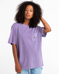 5 Basic Label - T-shirt manches courtes Violet Z1SSI1ELF1 Element