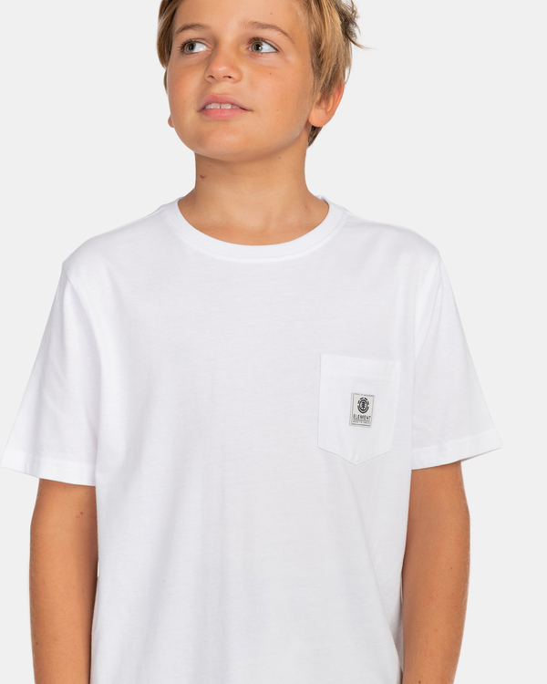 3 Basic Label - Short Sleeve T-Shirt for Boys 8-16 White C2SSD1ELP2 Element