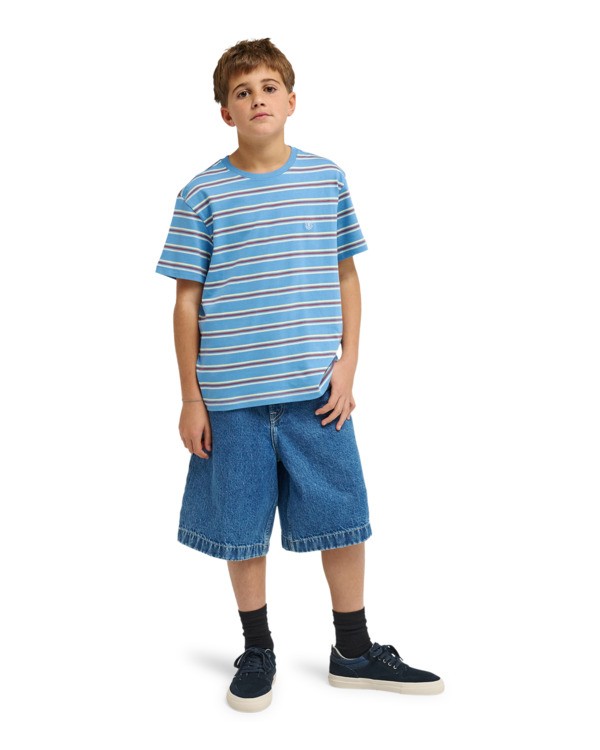 5 Icon Embroidery - Short Sleeve T-Shirt for Boys 8-16 Blue ELBKT00119 Element