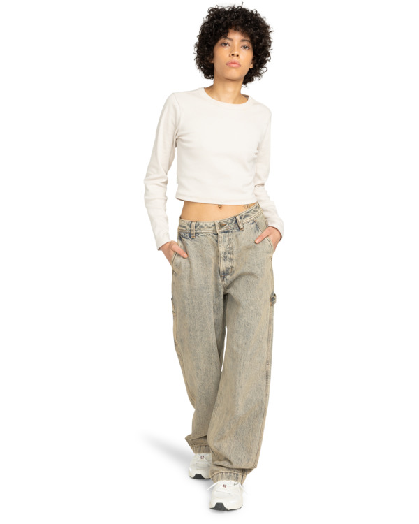 4 Carpenter Denim W - Pantalon baggy pour Femme Blanc ELJDP00112 Element
