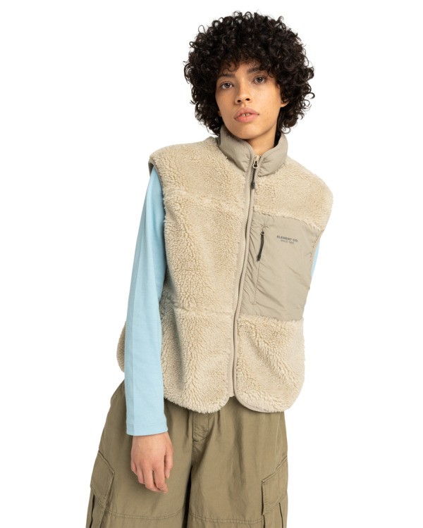 0 Lake Sherpa W - Sherpa Vest for Women Beige ELJJK00123 Element