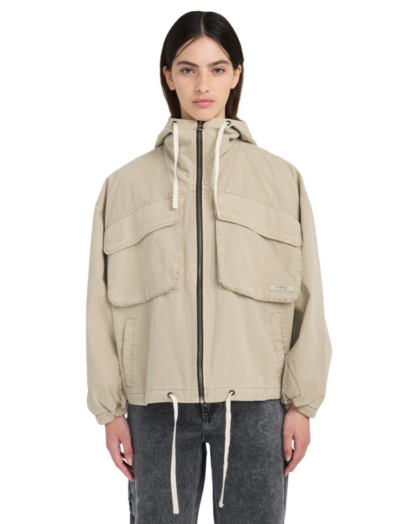 0 Ripstop-Hooded Parka Jacket for Women Beige ELJJK00151 Element