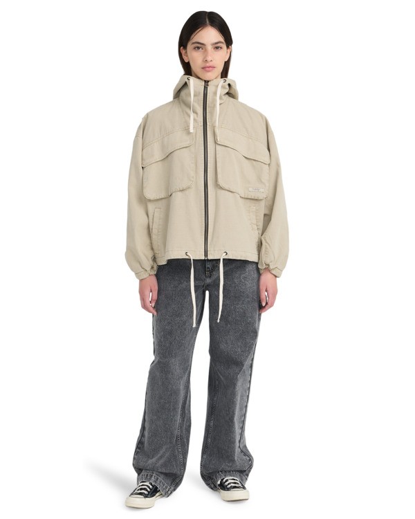 5 Ripstop-Hooded Parka Jacket for Women Beige ELJJK00151 Element