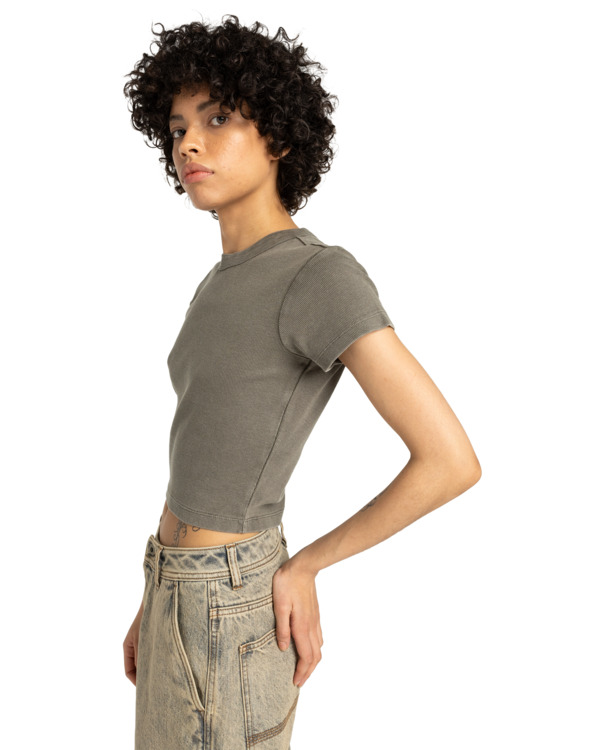 1 Icon Crop W - Short Sleeve T-Shirt for Women Brown ELJKT00121 Element