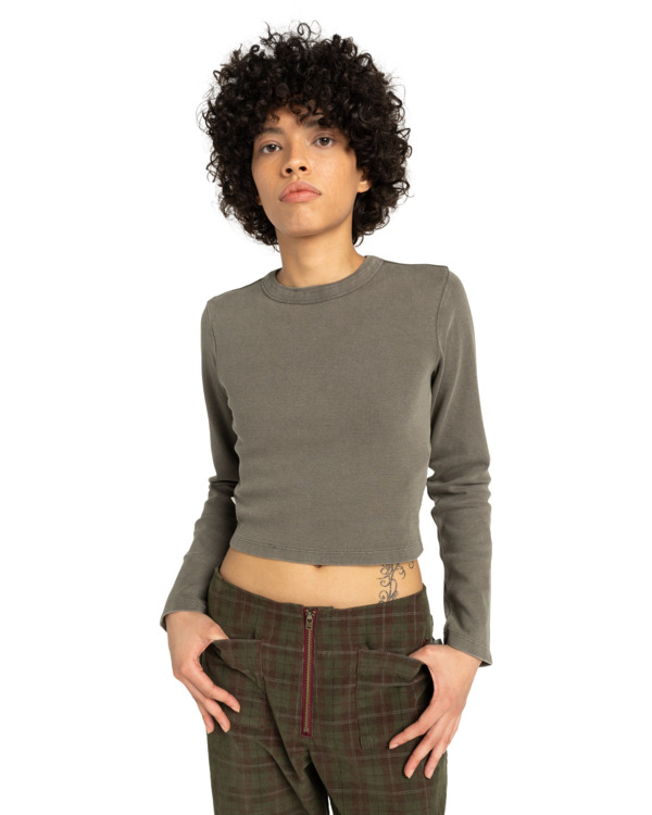 0 Icon Crop W - T-shirt manches longues pour Femme Marron ELJKT00122 Element
