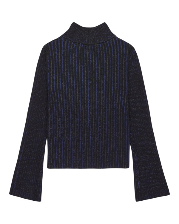 6 2Tone Rib Zip Cardigan W - Casaco de malha com fecho para mulher Azul ELJSW00112 Element
