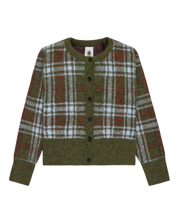 5 Plaid Cardigan W - Casaco de malha para mulher Marrom ELJSW00113 Element