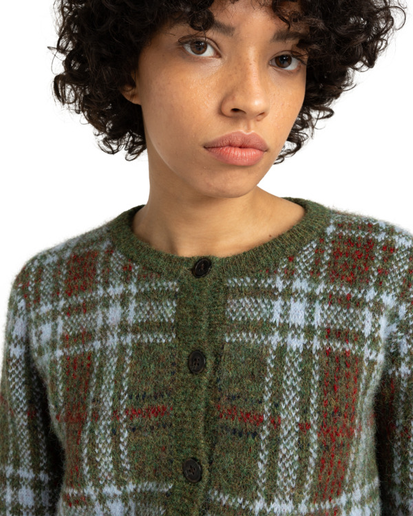 2 Plaid Cardigan W - Casaco de malha para mulher Marrom ELJSW00113 Element
