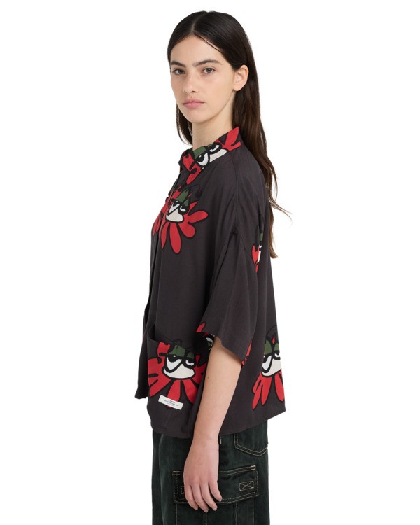 1 Boxy Front - Camicia a maniche corte da Donna Black ELJWT00120 Element