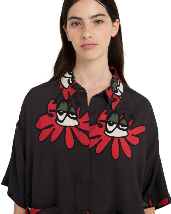 2 Boxy Front - Camicia a maniche corte da Donna Black ELJWT00120 Element