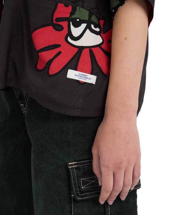 3 Boxy Front - Camicia a maniche corte da Donna Black ELJWT00120 Element