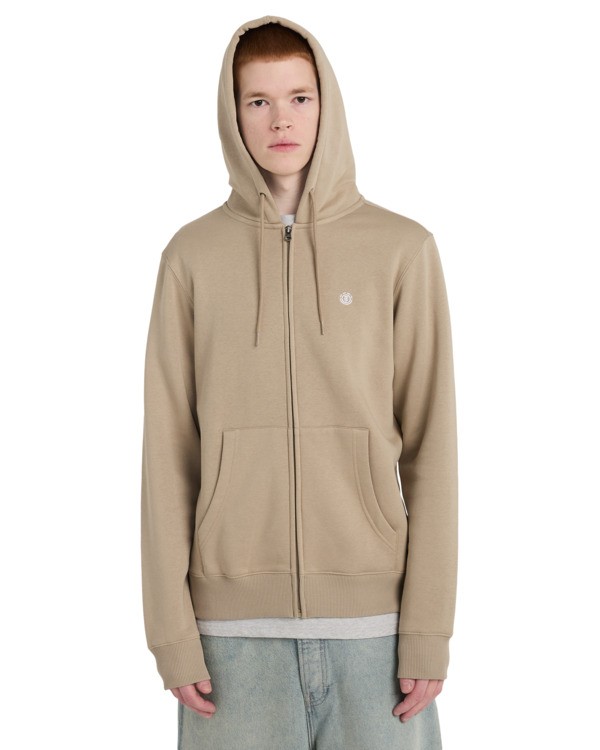 2 Icon Embroidery - Zip Sweatshirt for Men Beige ELYFT00199 Element