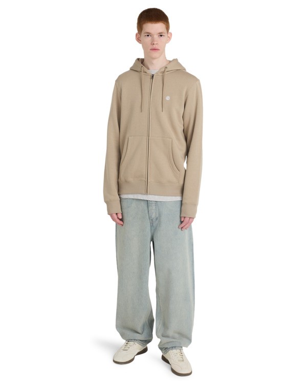 5 Icon Embroidery - Zip Sweatshirt for Men Beige ELYFT00199 Element