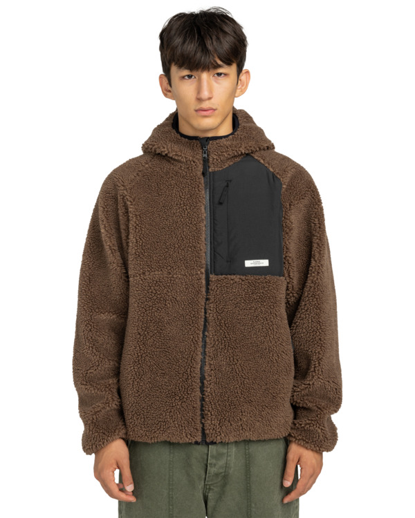 2 Wolfe Sherpa - Sweat à capuche réversible en sherpa pour Homme Marron ELYJK00225 Element