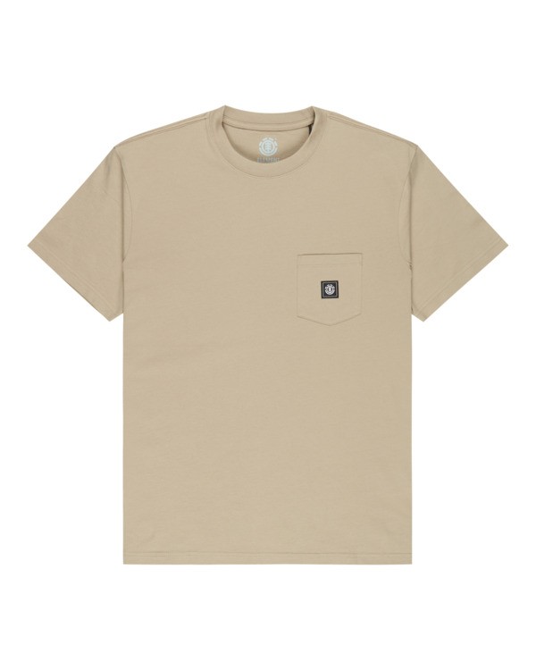 0 Icon Label Pocket - Short Sleeve T-Shirt for Men Beige ELYKT00198 Element