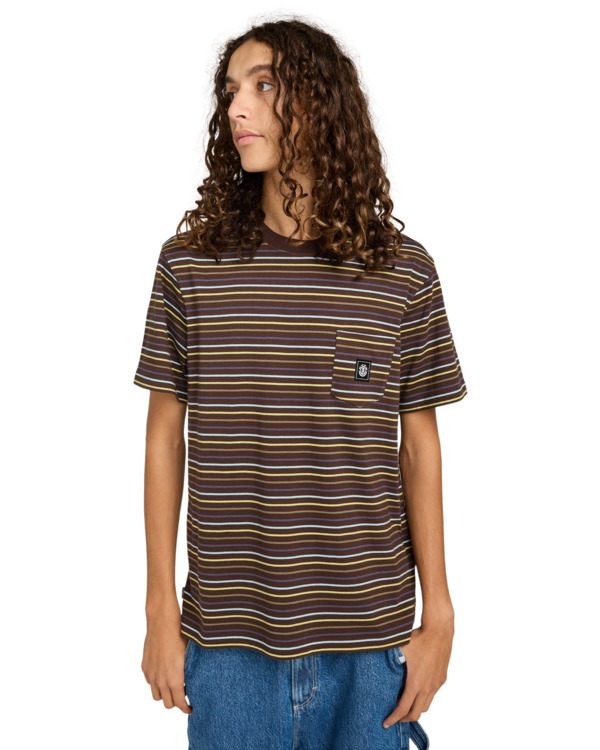 2 Icon Label Pocket - Maglietta a maniche corte da Uomo Brown ELYKT00198 Element