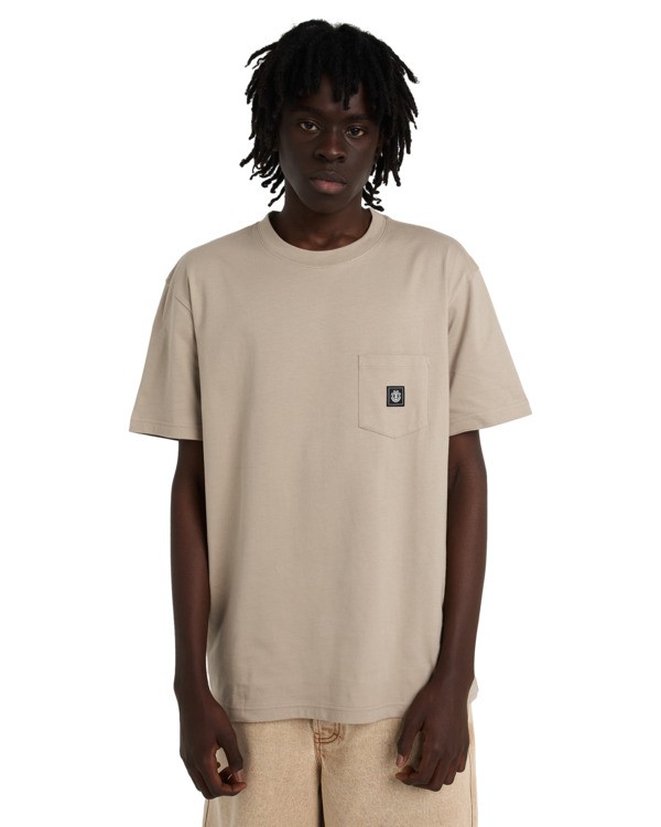 2 Icon Label Pocket - Short Sleeve T-Shirt for Men Beige ELYKT00198 Element