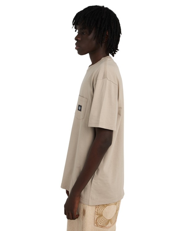 3 Icon Label Pocket - Short Sleeve T-Shirt for Men Beige ELYKT00198 Element