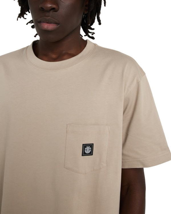 4 Icon Label Pocket - Short Sleeve T-Shirt for Men Beige ELYKT00198 Element