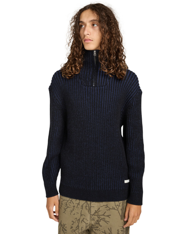2 2Tone Rib Quarter Zip - Camisola com um quarto de fecho para homem Azul ELYSW00131 Element