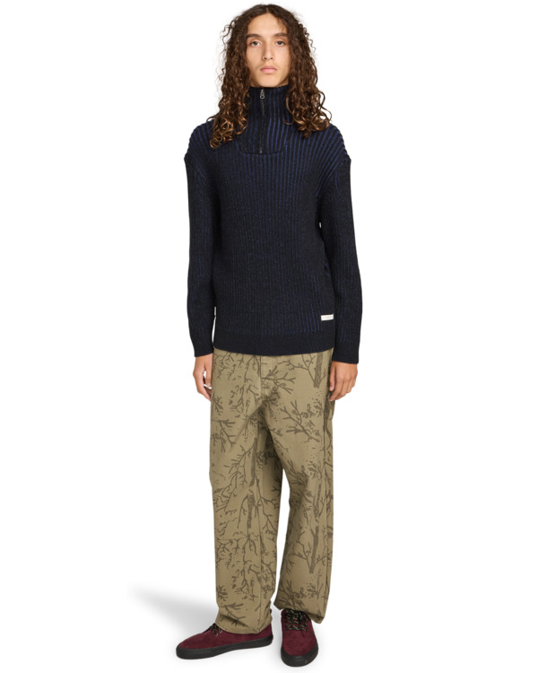 6 2Tone Rib Quarter Zip - Camisola com um quarto de fecho para homem Azul ELYSW00131 Element